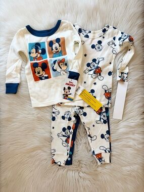 Disney Mickey Mouse Cream & Navy  Kids Pajama Set